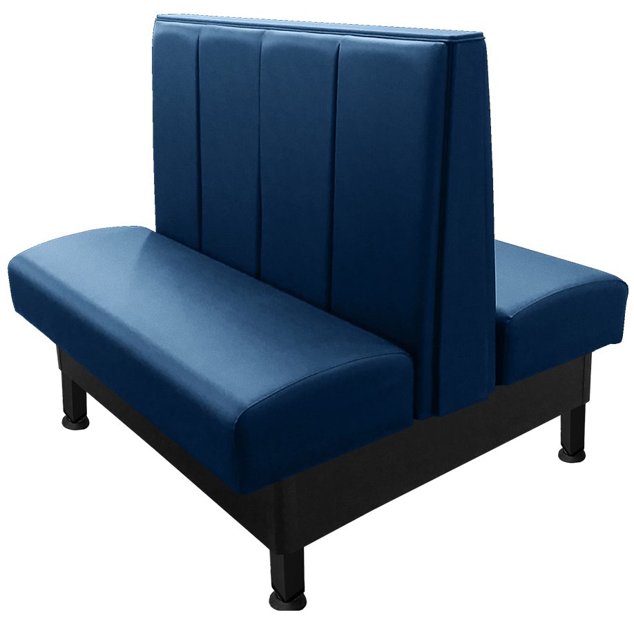 Farley vinyl/upholstered restaurant booth with 4" black metal legs and navy vinyl