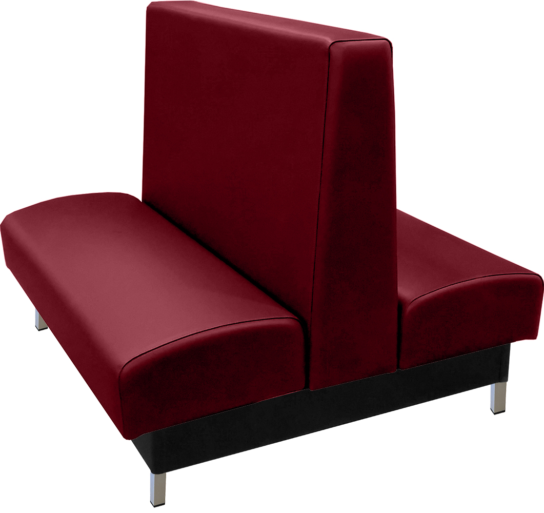 Grove vinyl-upholstered double restaurant booth wine vinyl with brushed aluminum legs