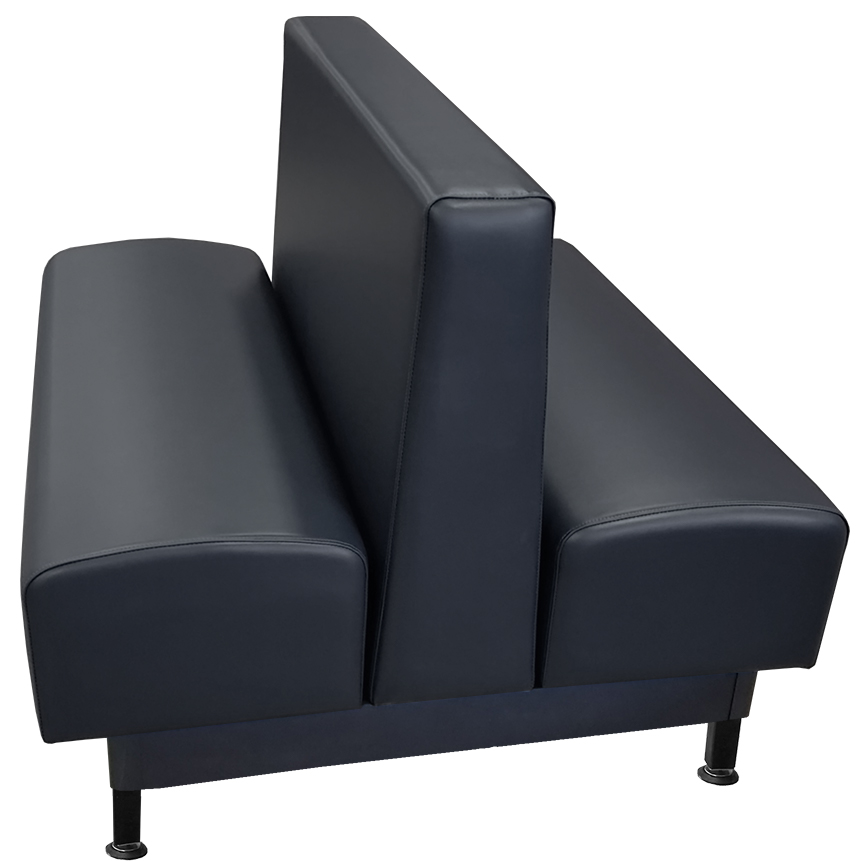 Onslow vinyl/upholstered restaurant booth with black metal legs and black vinyl