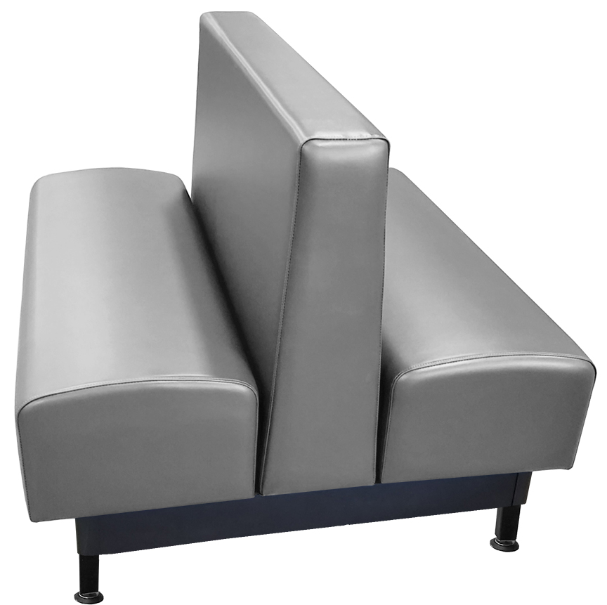 Onslow vinyl/upholstered restaurant booth with black metal legs and gray vinyl
