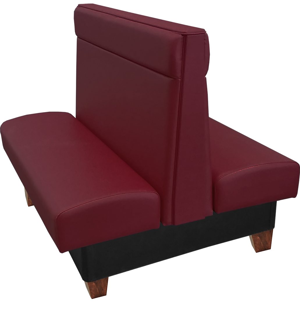 Remsen vinyl/upholstered restaurant double booth with wood legs and in-house wine vinyl