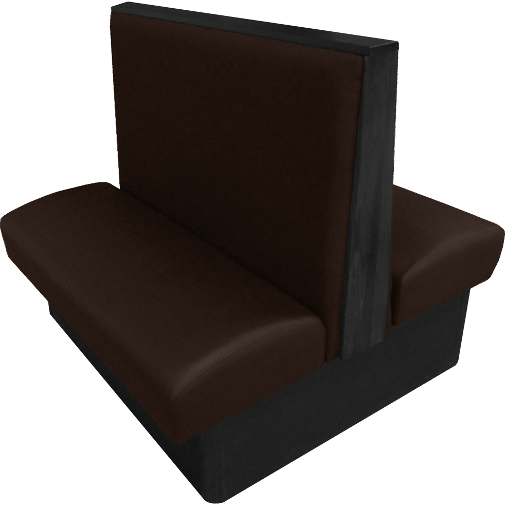 Simpson vinyl/upholstered restaurant booth with wood top/end cap in black stain and espresso vinyl