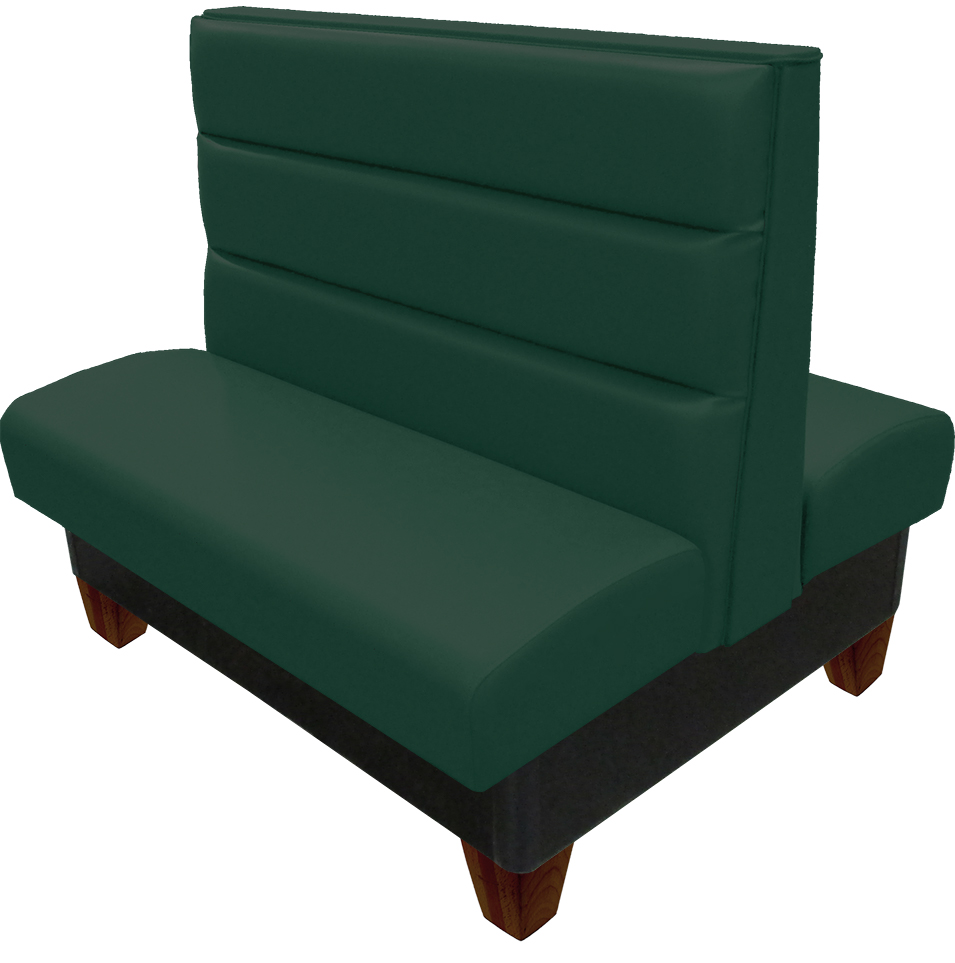 Worthington vinyl/upholstered restaurant booth with american walnut stained wood legs & hunter green vinyl