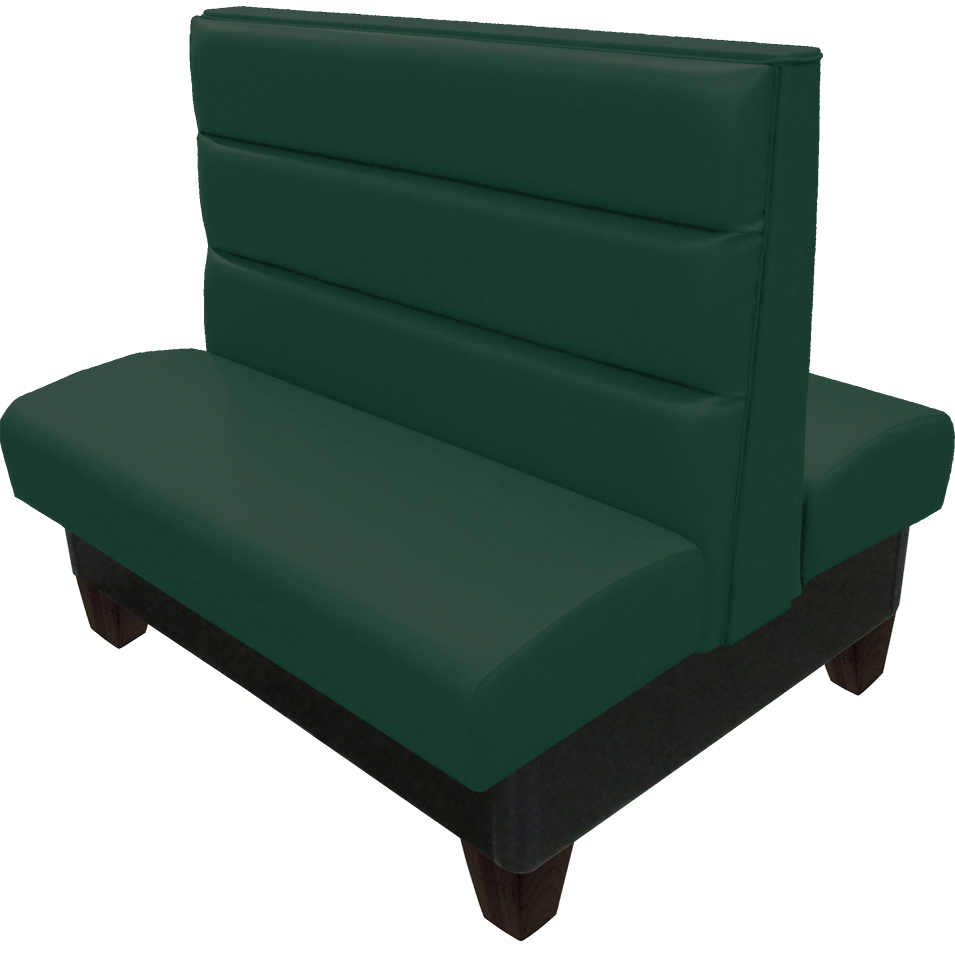 Worthington vinyl/upholstered restaurant booth with black stained wood legs & hunter green vinyl
