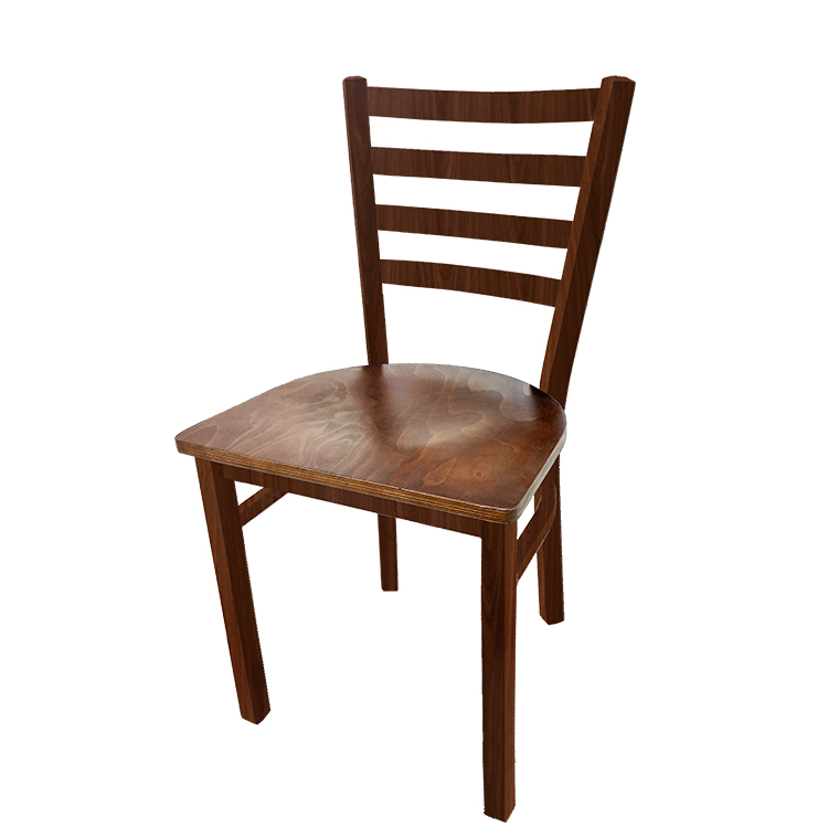 CM-234W-WA-WA Metalwood Ladderback Metal Frame Chair in Walnut finish with Walnut stain wood seat