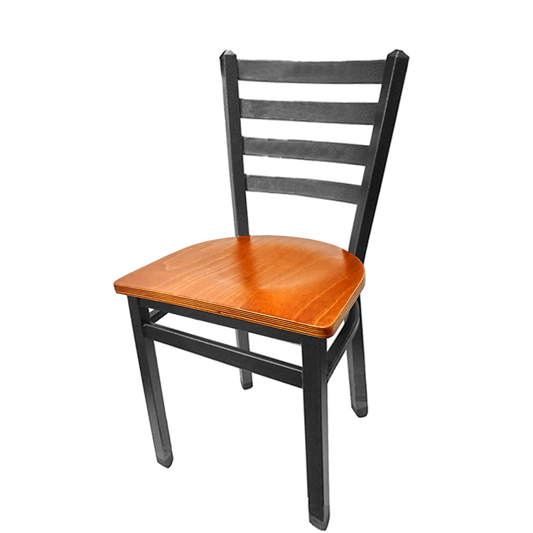 SL2160P-SV-C Silvervein Ladderback Metal Frame Chair with Cherry stain wood seat