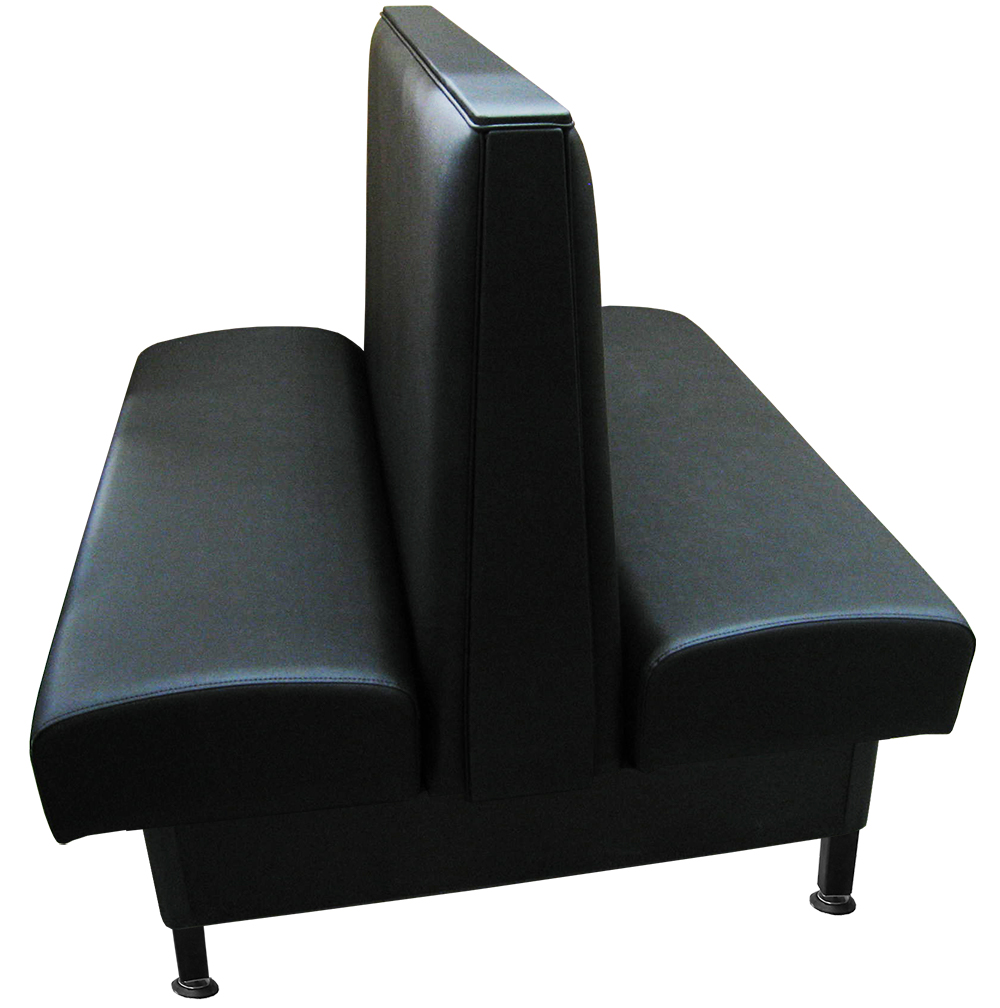Ames vinyl/upholstered restaurant double booth with black vinyl and black metal legs