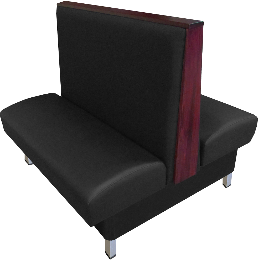 Anamosa vinyl-upholstered double booth black vinyl mahogany top-end cap web