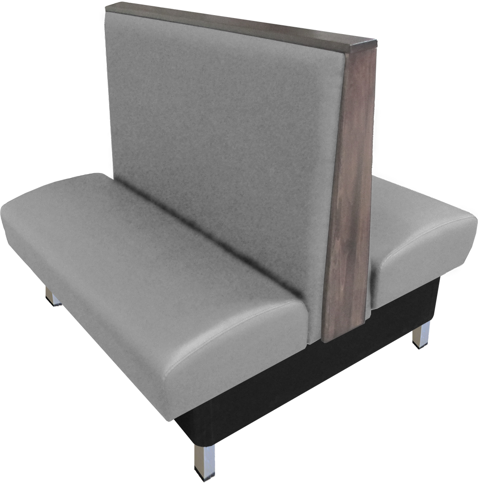 Anamosa vinyl-upholstered double booth gray vinyl dove gray top-end cap web
