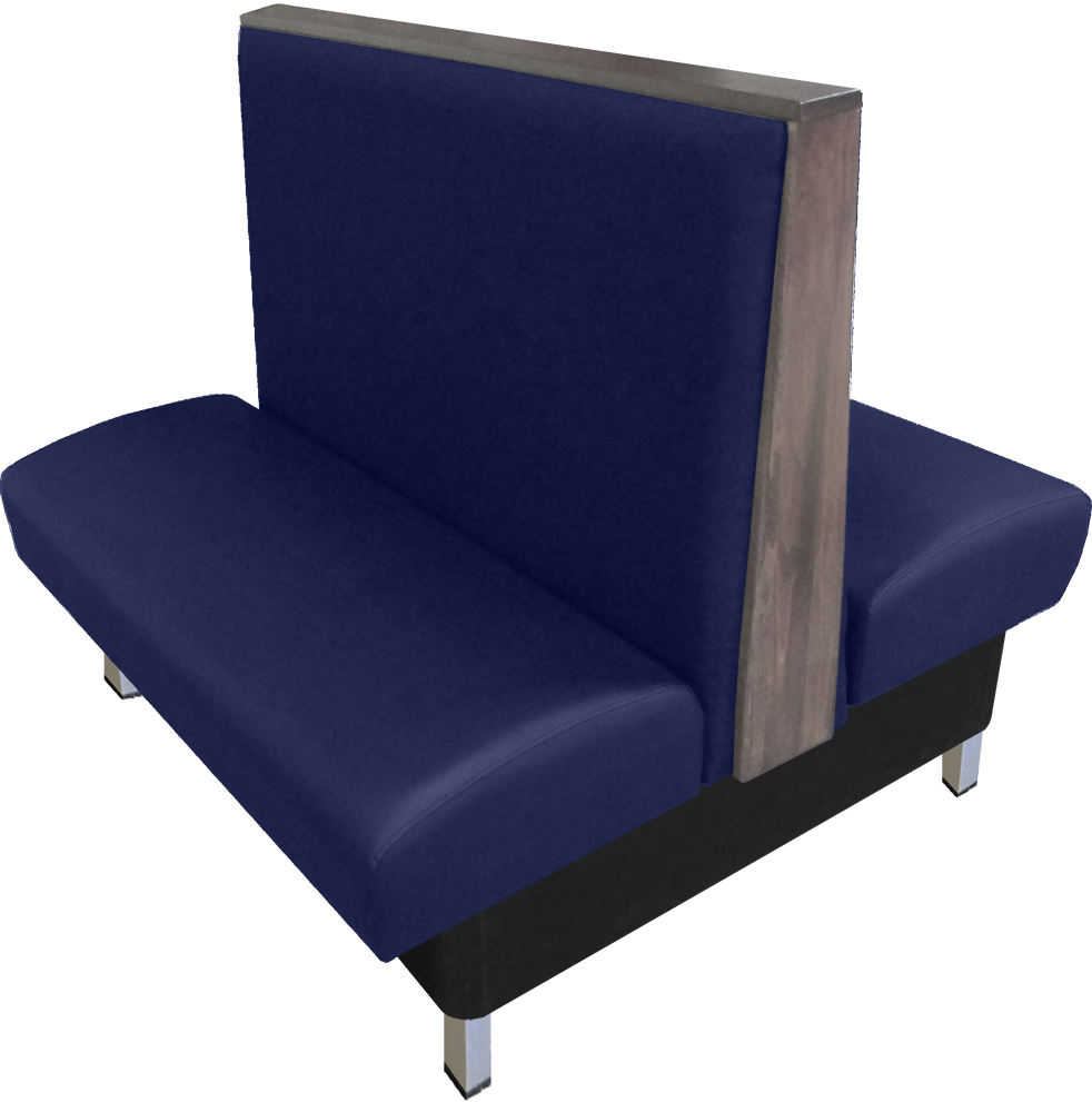 Anamosa vinyl-upholstered double booth navy vinyl dove gray top-end cap web
