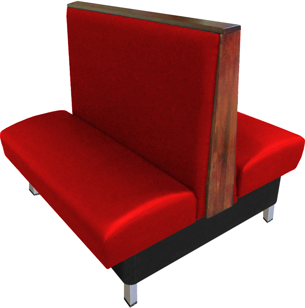 Anamosa vinyl-upholstered double booth red vinyl autumn haze top-end cap web