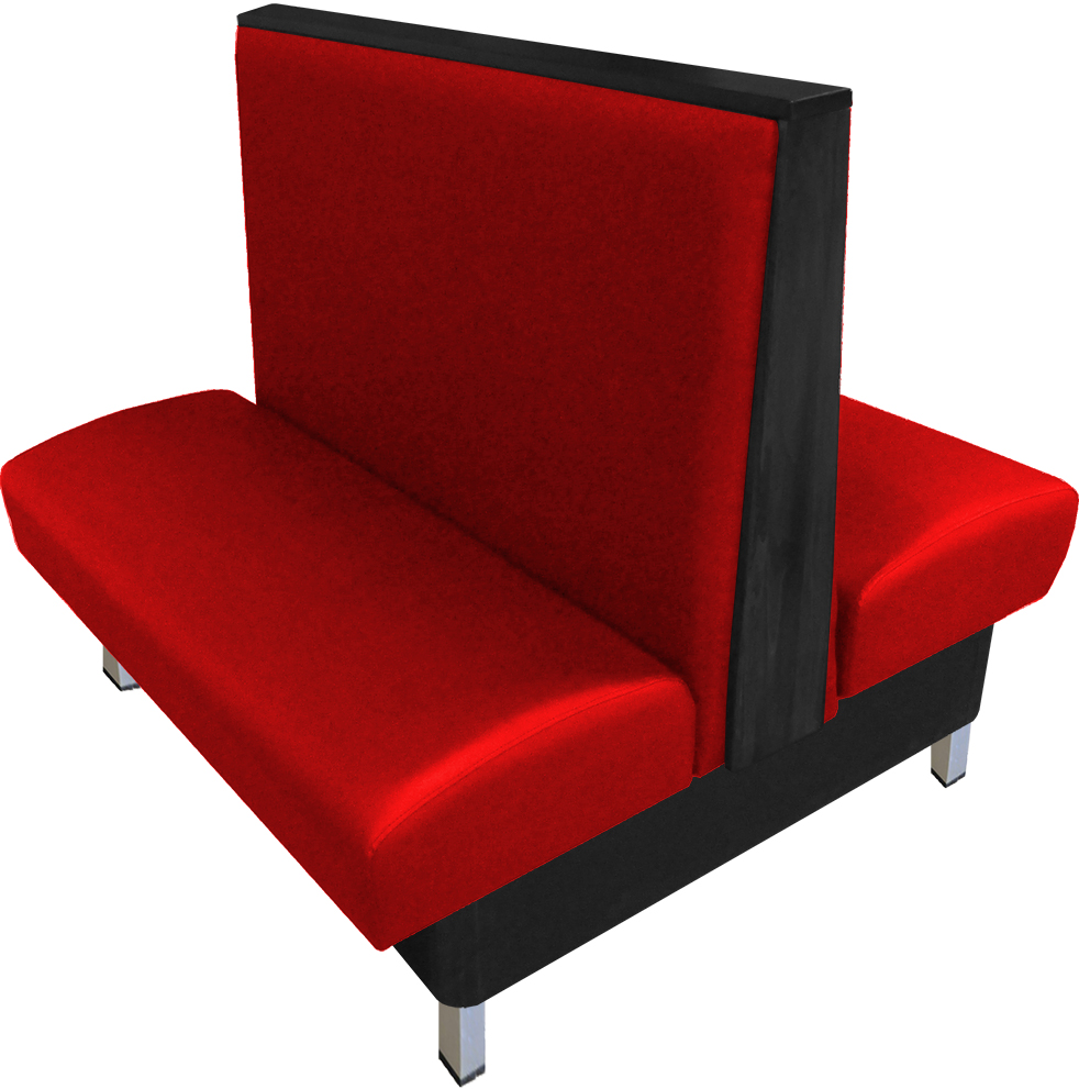 Anamosa vinyl-upholstered double booth red vinyl black top-end cap web