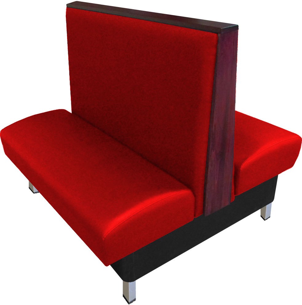 Anamosa vinyl-upholstered double booth red vinyl mahogany top-end cap web