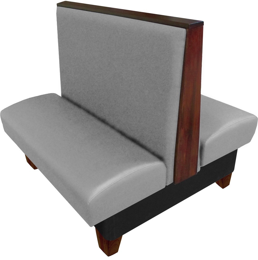 Ellsworth vinyl-upholstered double booth gray vinyl American walnut top-end cap and legs web