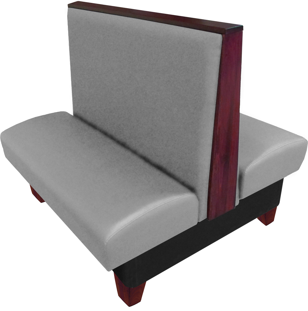 Ellsworth vinyl-upholstered double booth gray vinyl mahogany top-end cap and legs web