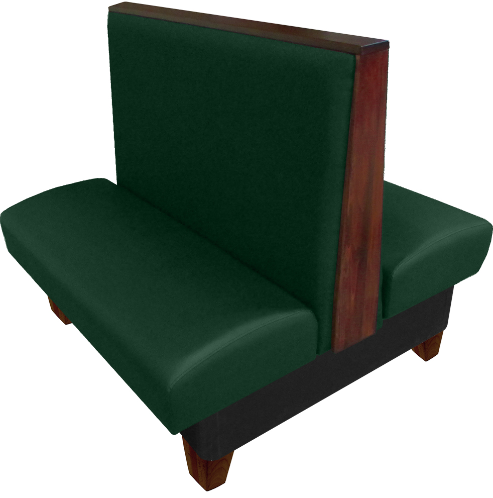 Ellsworth vinyl-upholstered double booth hunter green vinyl American walnut top-end cap and legs web