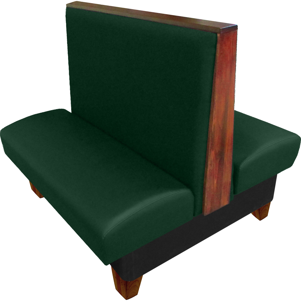 Ellsworth vinyl-upholstered double booth hunter green vinyl autumn haze top-end cap and legs web