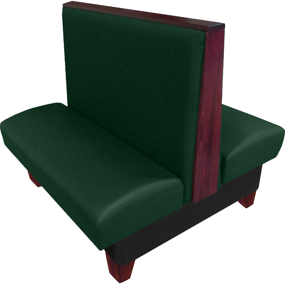 Ellsworth vinyl-upholstered double booth hunter green vinyl mahogany top-end cap and legs web