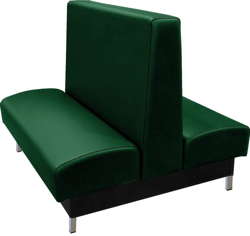 Grove vinyl-upholstered double restaurant booth hunter green vinyl with brushed aluminum legs
