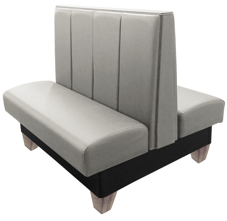 Hale vinyl/upholstered restaurant booth with gray vinyl and dove gray stained wooden legs