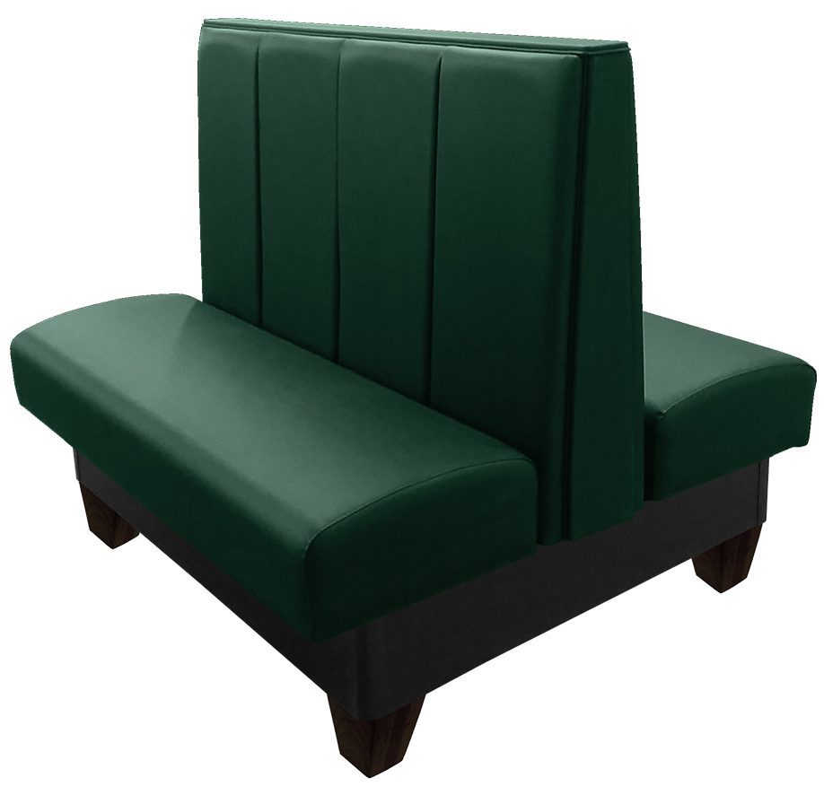 Hale vinyl/upholstered restaurant booth with hunter green vinyl and black stained wooden legs