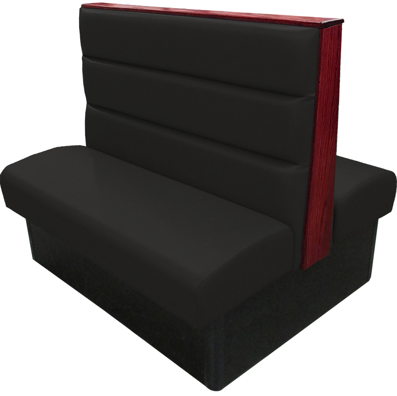 Irwin vinyl-upholstered booth with black vinyl seat-back mahogany stain wood top-end cap tbg v2 web