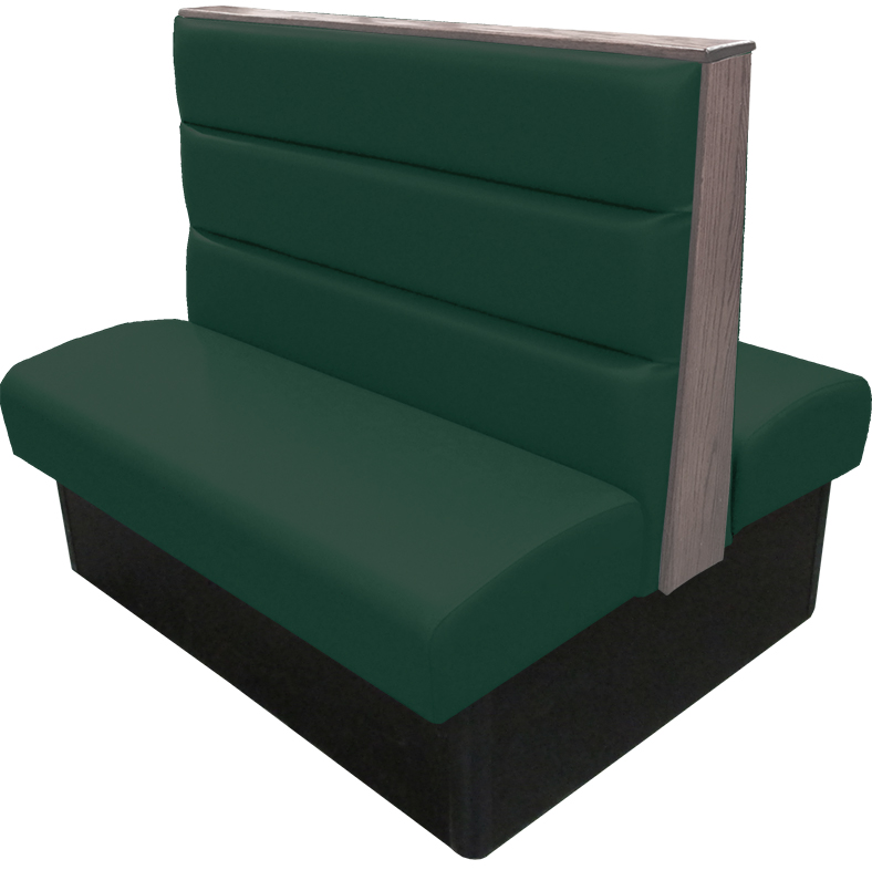 Irwin vinyl-upholstered booth with hunter green vinyl seat-back dove gray stain wood top-end cap tbg v2 web