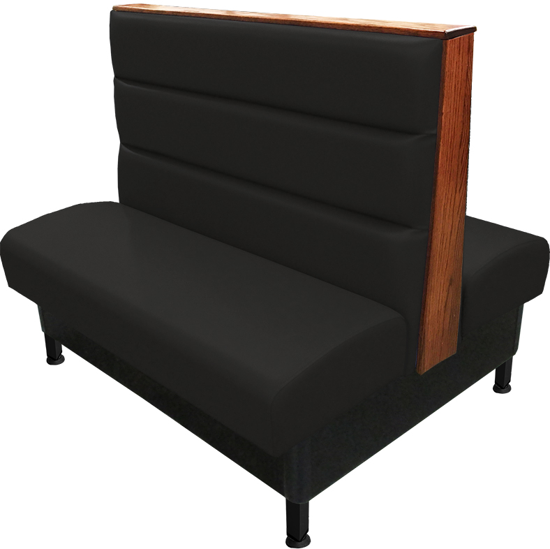 Kingsley vinyl-upholstered booth black vinyl seat-back autumn haze top-end cap black metal legs v2 web