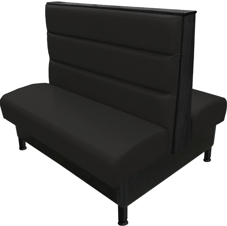 Kingsley vinyl-upholstered booth black vinyl seat-back black top-end cap black metal legs v2 web