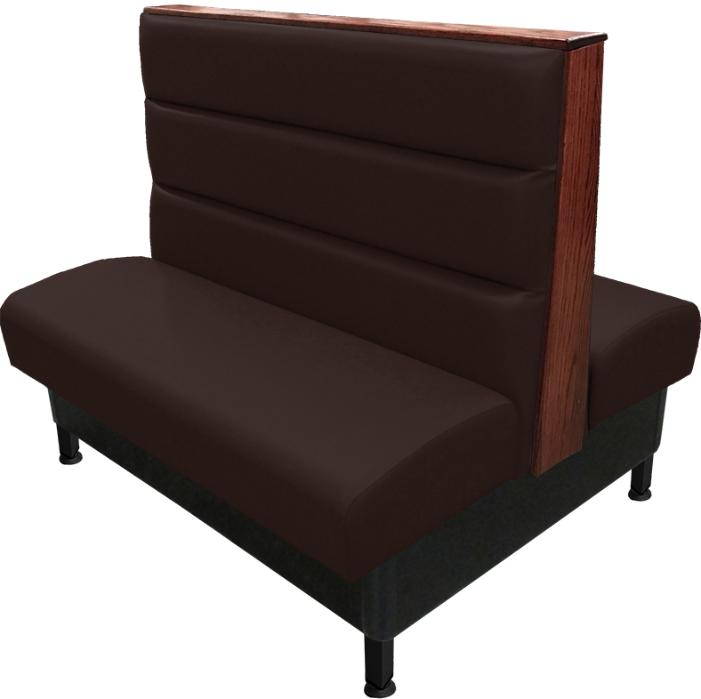 Kingsley vinyl-upholstered booth espresso vinyl seat-back American walnut top-end cap black metal legs v2 web