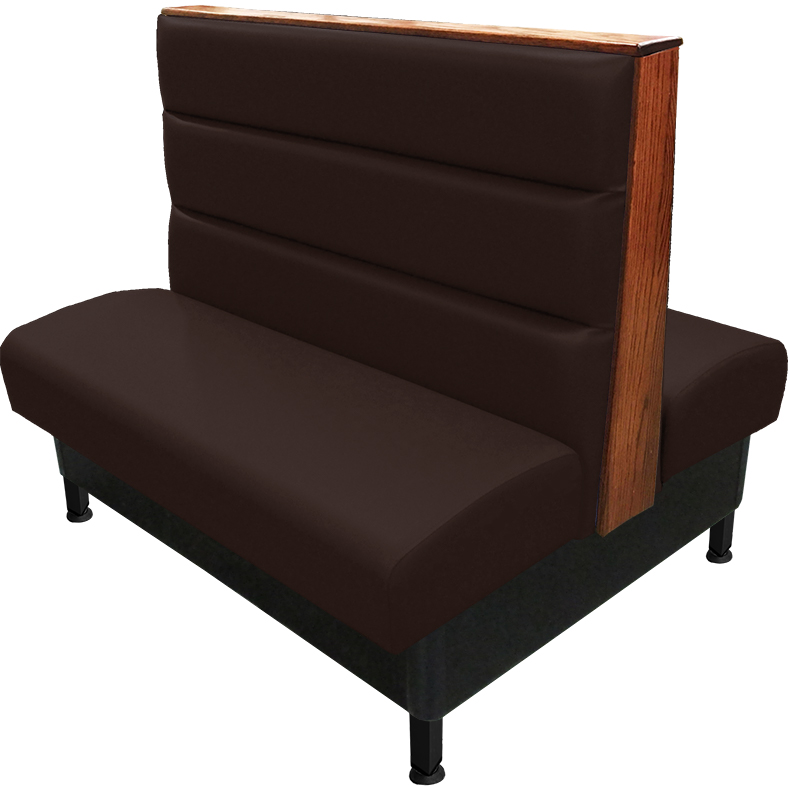 Kingsley vinyl-upholstered booth espresso vinyl seat-back autumn haze top-end cap black metal legs v2 web