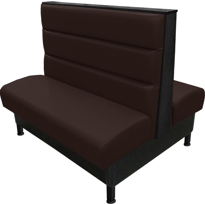 Kingsley vinyl-upholstered booth espresso vinyl seat-back black top-end cap black metal legs v2 web