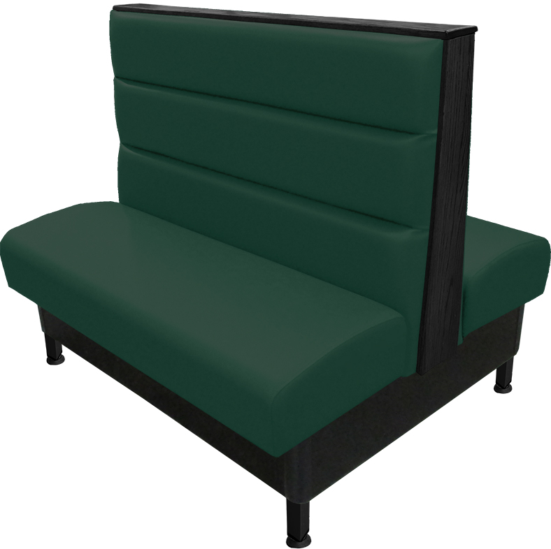 Kingsley vinyl-upholstered booth hunter green vinyl seat-back black top-end cap black metal legs v2 web