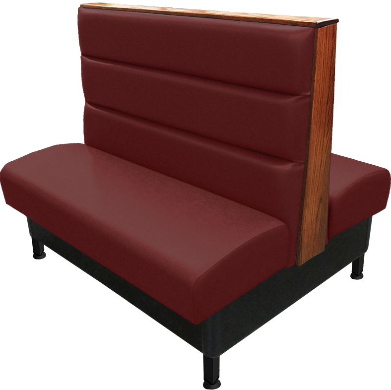 Kingsley vinyl-upholstered booth wine vinyl seat-back autumn haze top-end cap black metal legs v2 web
