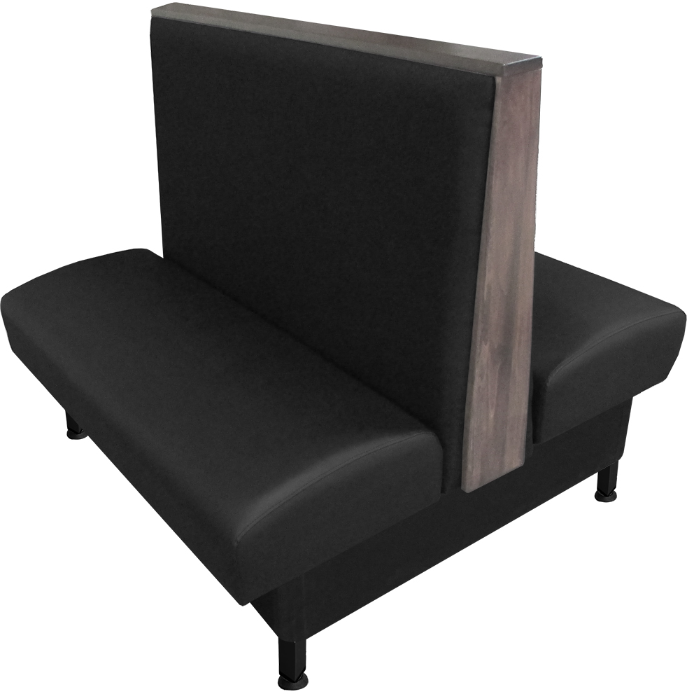 Martelle vinyl-upholstered double booth black vinyl dove gray stain top-end cap web