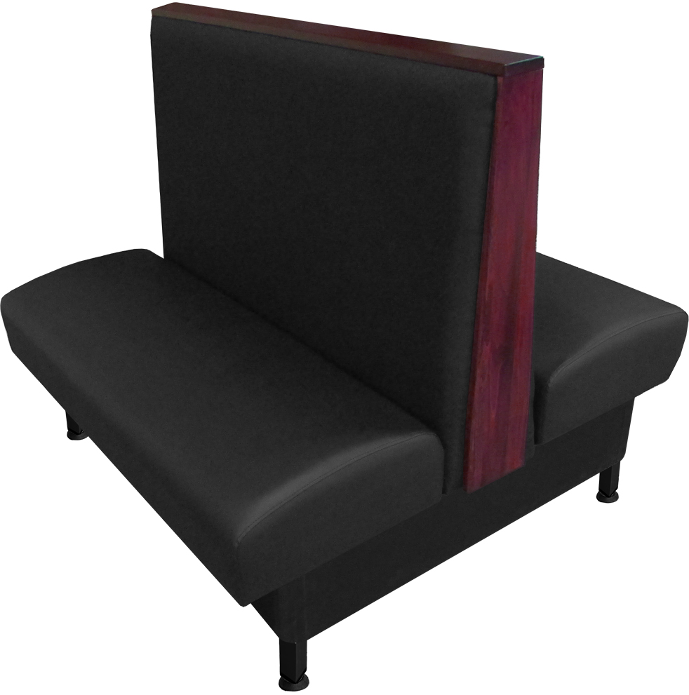 Martelle vinyl-upholstered double booth black vinyl mahogany stain top-end cap web