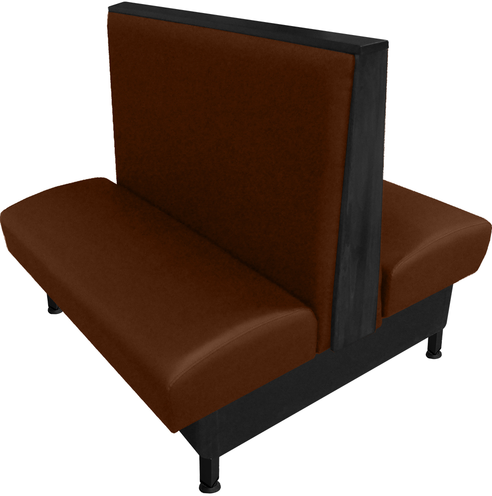 Martelle vinyl-upholstered double booth chestnut vinyl black stain top-end cap web