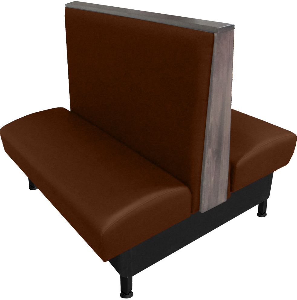 Martelle vinyl-upholstered double booth chestnut vinyl dove gray stain top-end cap web
