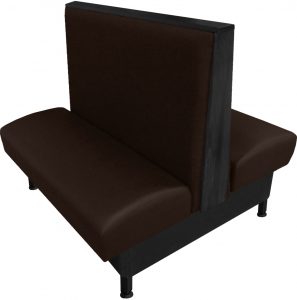 Martelle vinyl upholstered double booth espresso vinyl black stain top end cap web
