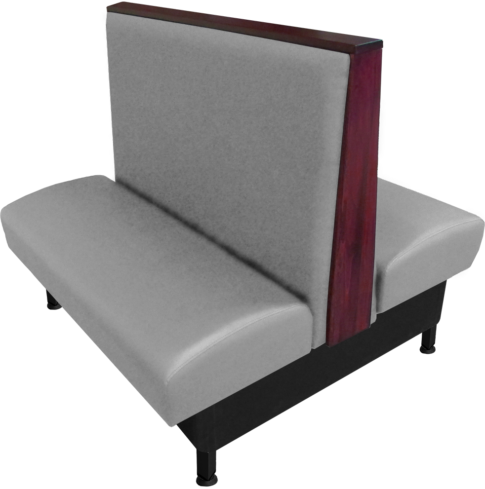 Martelle vinyl-upholstered double booth gray vinyl mahogany stain top-end cap web