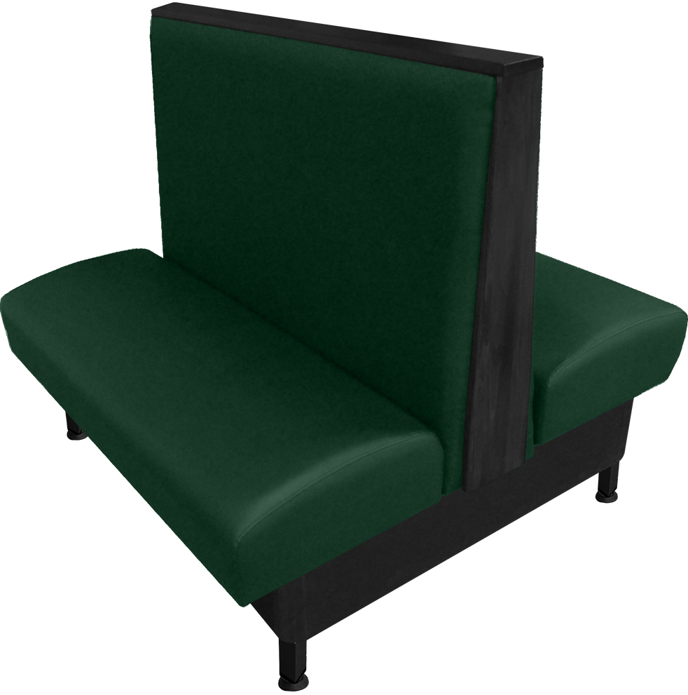 Martelle vinyl-upholstered double booth hunter green vinyl black stain top-end cap web