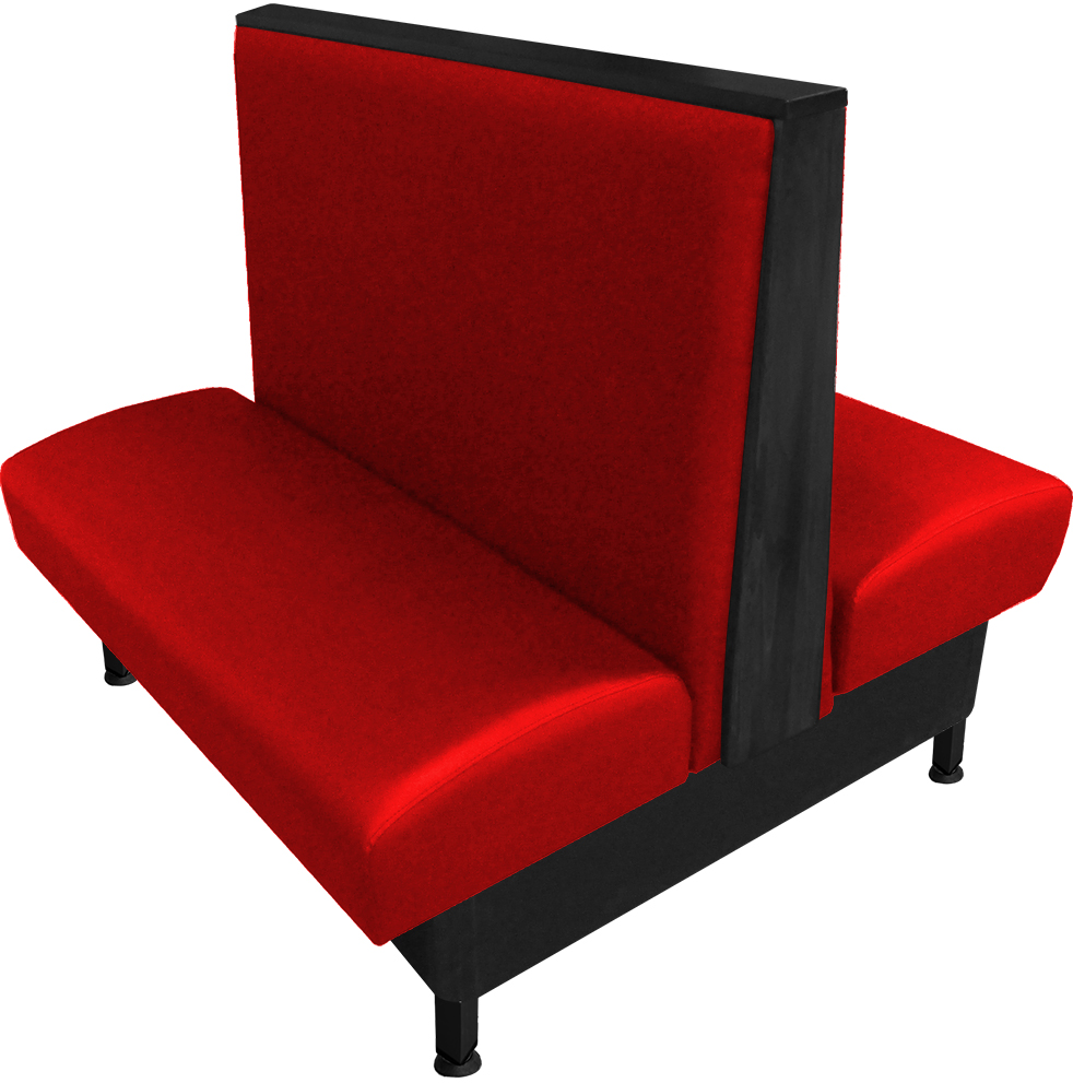 Martelle vinyl-upholstered double booth red vinyl black stain top-end cap web