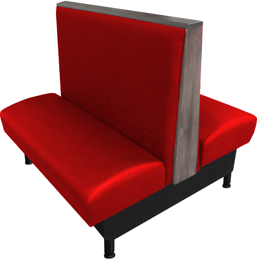 Martelle vinyl-upholstered double booth red vinyl dove gray stain top-end cap web