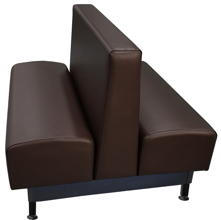 Onslow vinyl/upholstered restaurant booth with black metal legs and espresso vinyl