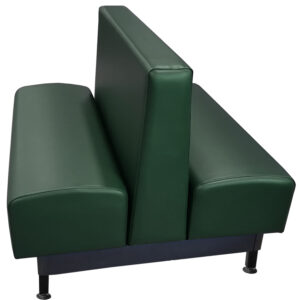 Onslow vinyl/upholstered restaurant booth with black metal legs and hunter green vinyl