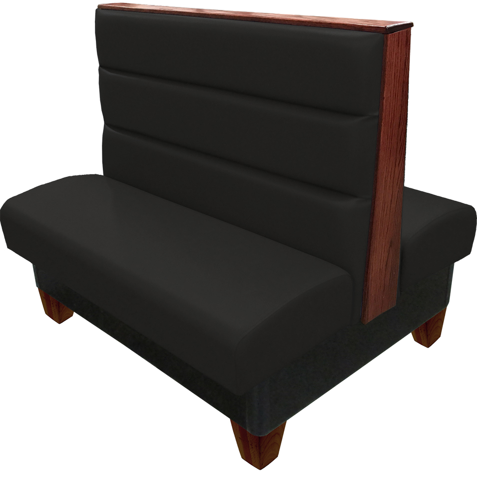 Palo vinyl-upholstered restaurant booth black vinyl seat-back American walnut wood legs and top-end cap