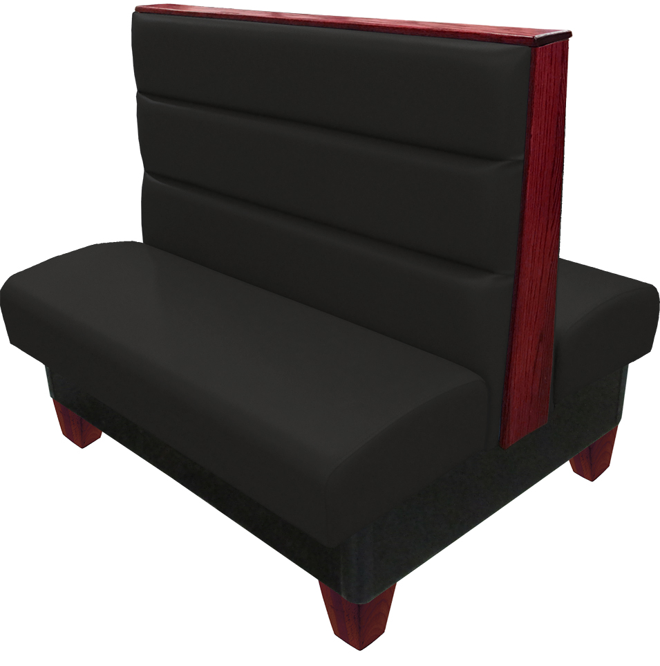 Palo vinyl-upholstered booth black vinyl seat-back mahogany wood legs and top-end cap web