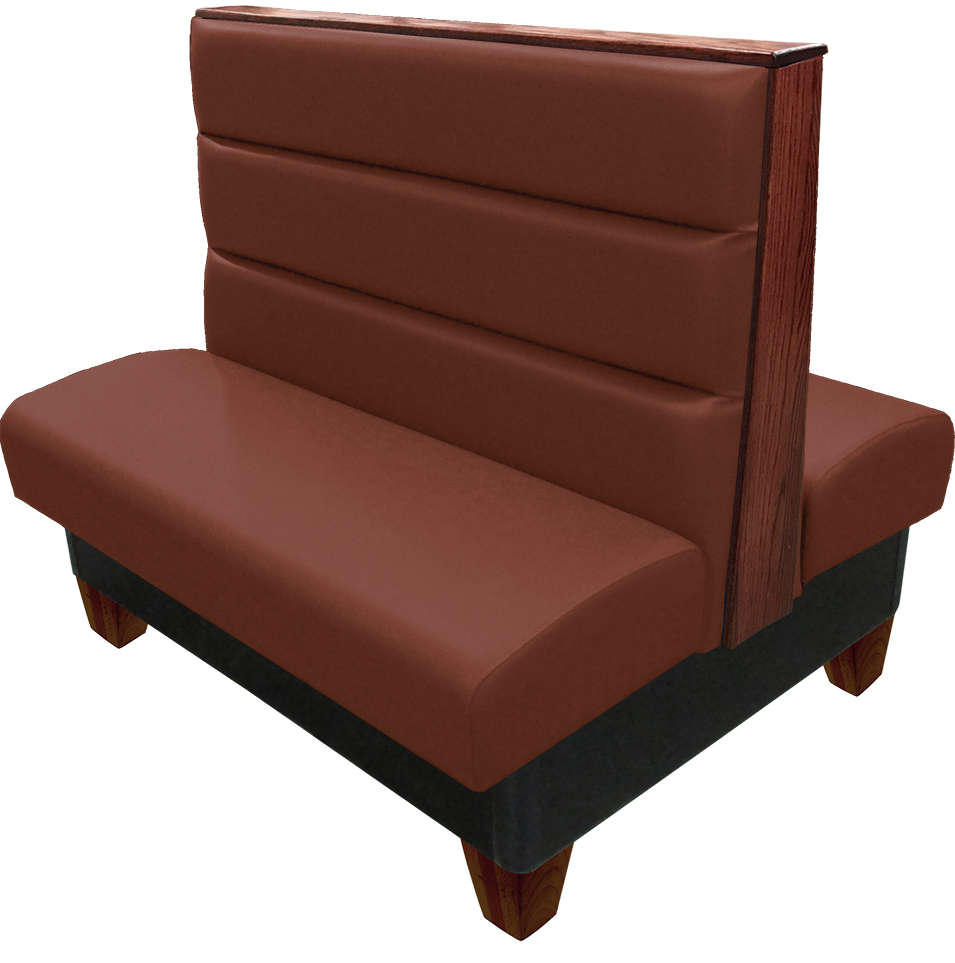 Palo vinyl-upholstered booth chestnut vinyl seat-back American walnut wood legs and top-end cap web