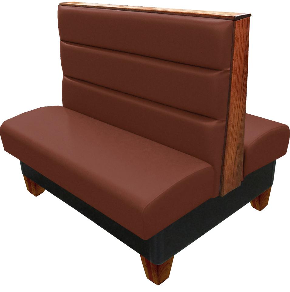 Palo vinyl-upholstered restaurant booth chestnut vinyl seat-back autumn haze wood legs and top-end cap