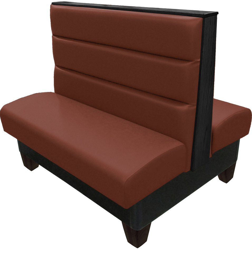 Palo vinyl-upholstered booth chestnut vinyl seat-back black wood legs and top-end cap web